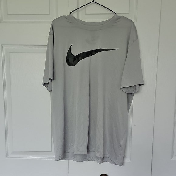 Nike Gray Short Sleeve Tee with Classic Swoosh - Picture 1 of 4